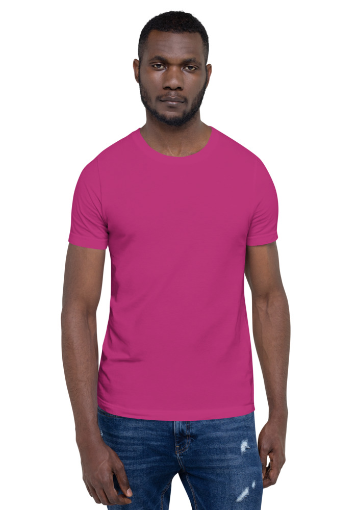 Bella + Canvas 3001 T-shirt in Berry for custom pet portrait embroidery