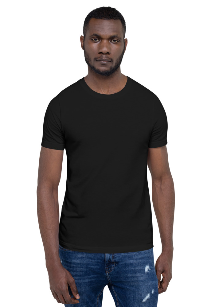 Bella + Canvas 3001 T-shirt in Black for custom pet portrait embroidery