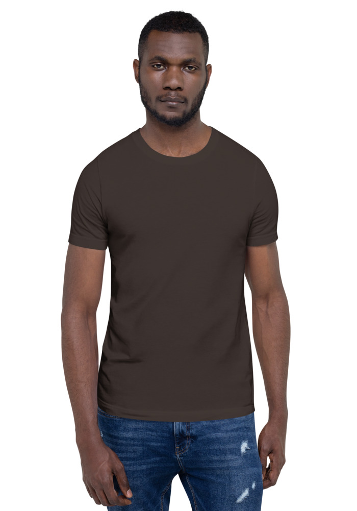 Bella + Canvas 3001 T-shirt in Brown for custom pet portrait embroidery