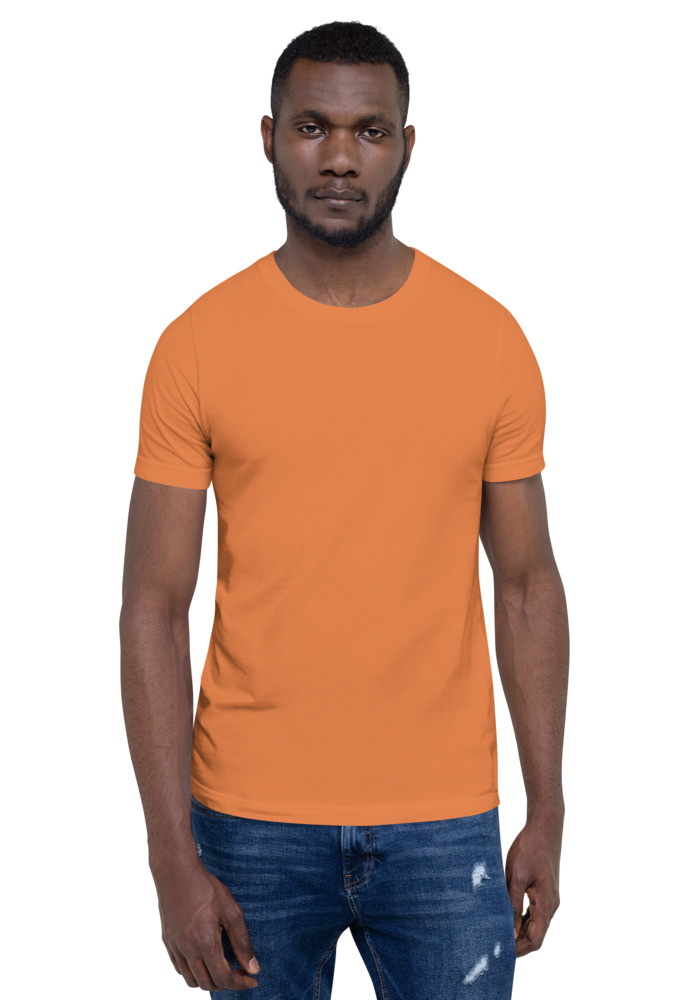 Bella + Canvas 3001 T-shirt in Burnt Orange for custom pet portrait embroidery