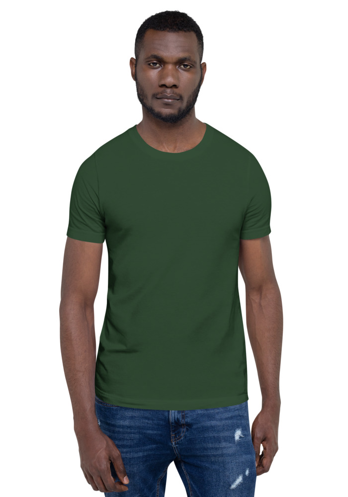 Bella + Canvas 3001 T-shirt in Forest for custom pet portrait embroidery