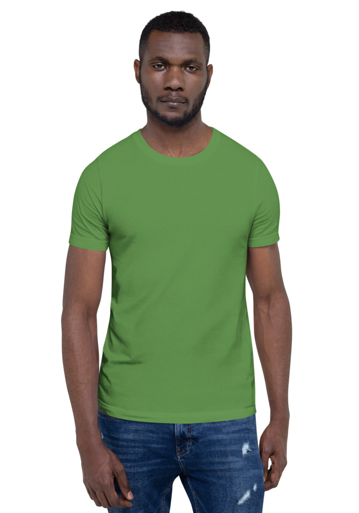 Bella + Canvas 3001 T-shirt in Leaf for custom pet portrait embroidery