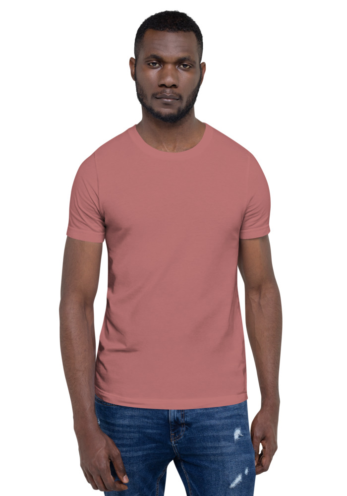 Bella + Canvas 3001 T-shirt in Mauve for custom pet portrait embroidery