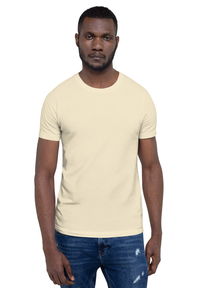 Bella + Canvas 3001 T-shirt in Natural for custom pet portrait embroidery