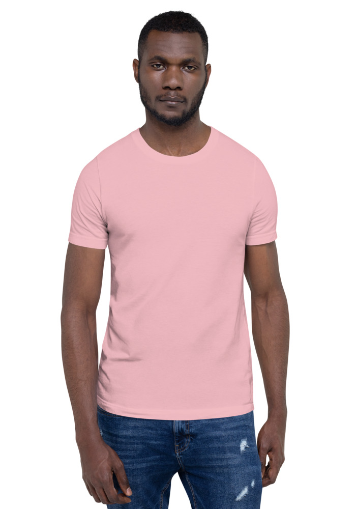 Bella + Canvas 3001 T-shirt in Pink for custom pet portrait embroidery