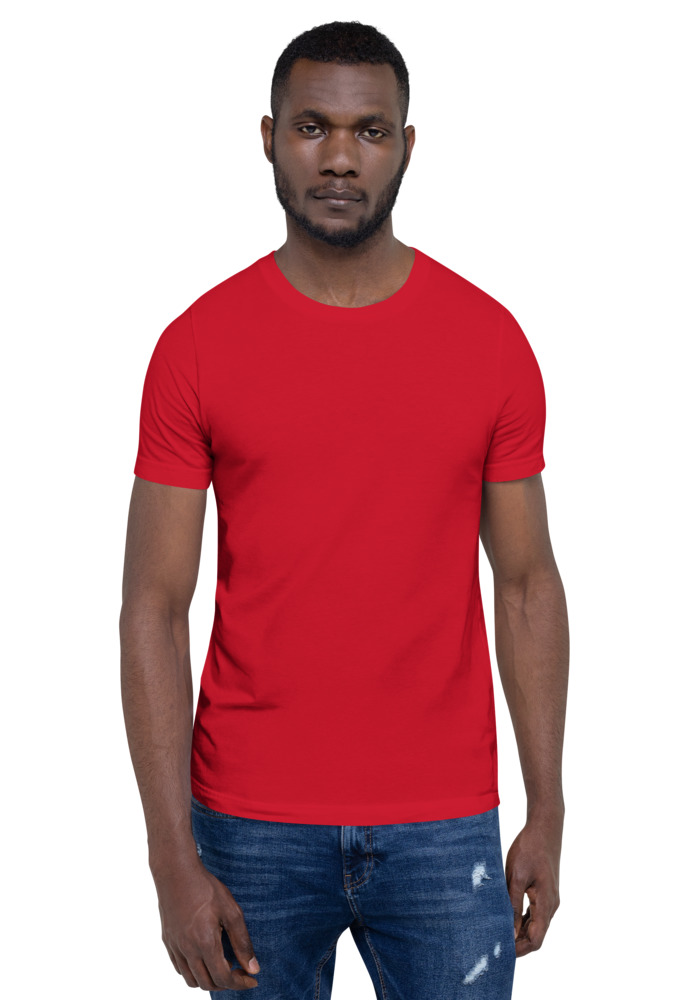Bella + Canvas 3001 T-shirt in Red for custom pet portrait embroidery