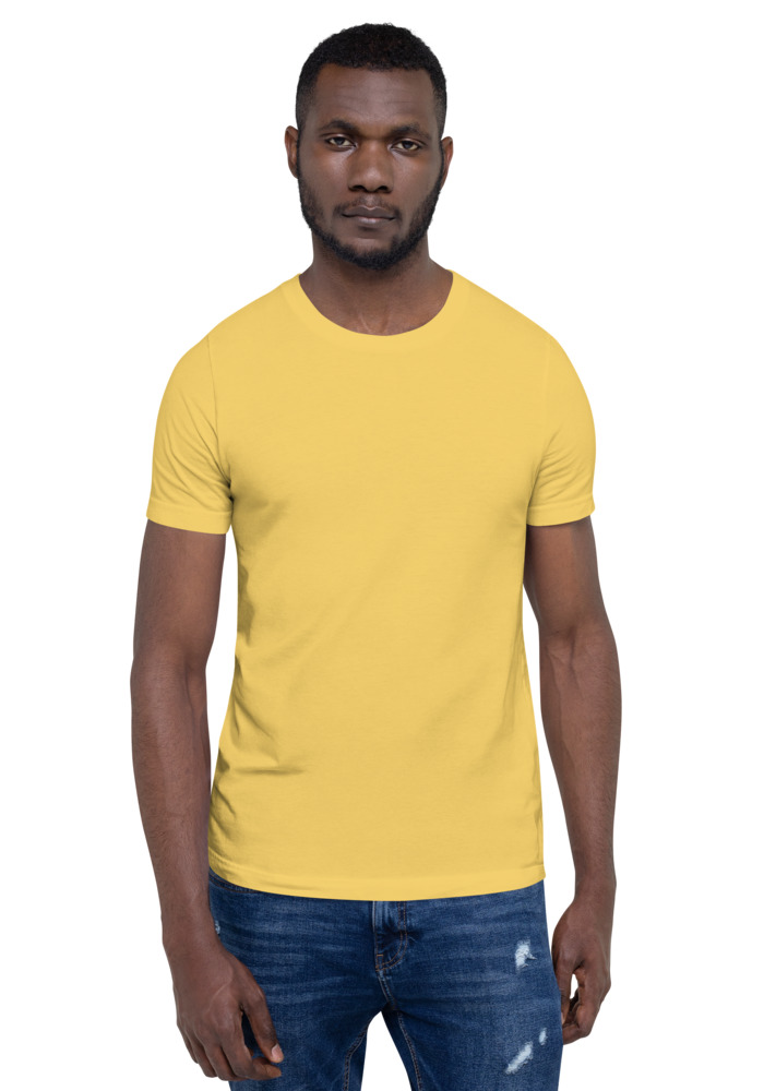 Bella + Canvas 3001 T-shirt in Yellow for custom pet portrait embroidery